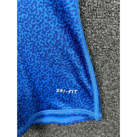 Nike Dri Fit Raceback Tank Womens Sz S Blue Leopard Print Built in Bra Training - Picture 5 of 10